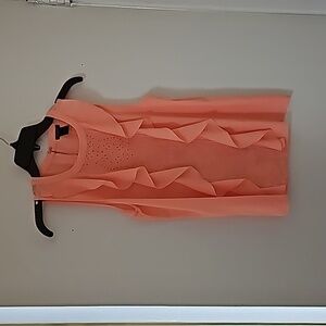 Ann Taylor Factory Peach Sleeveless Ruffle Blouse